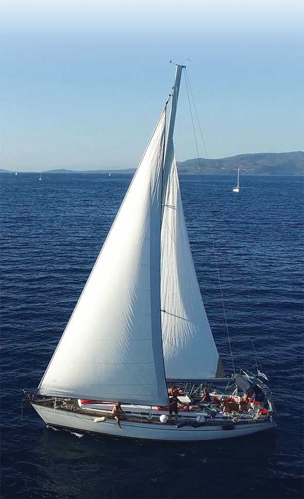 My Way sailboat with full sail